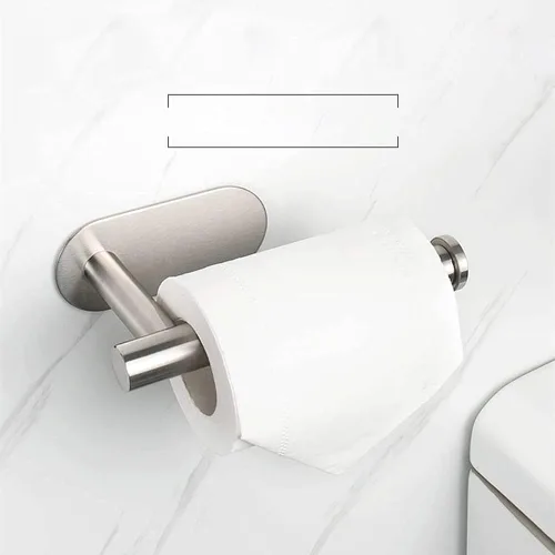 Vista 7 de Portarrollos autoadhesivo, soporte de papel higiénico para baño, palo en pared, acero inoxidable cepillado