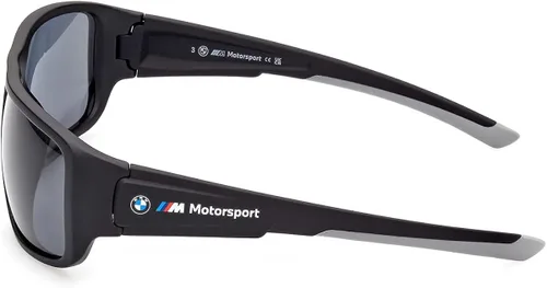 Vista 2 de BMW MOTORSPORT, BS0023 - Lentes de sol para hombre, con forma de navegador, negro mate, lente ahumado, negro mate, Mate negro