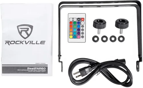 Vista 8 de Rockville Best PAR 60 - Luces de lavado recargables RGBWA+UV Par con DMX inalámbrico, batería de 13,200 mAh, LED de 6 x 6 W, ángulo de haz de 30