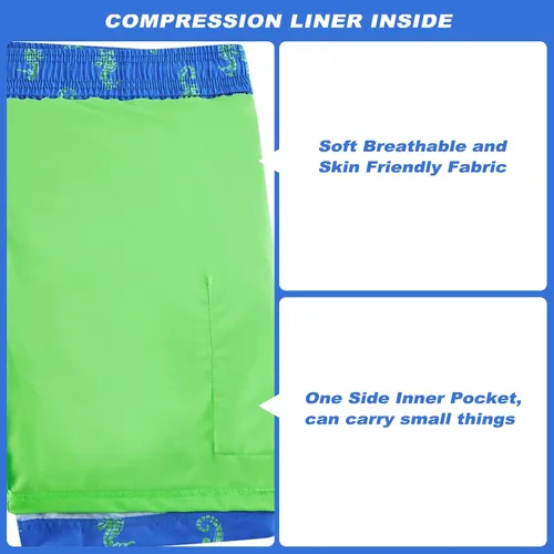 Vista 2 de Cozople Traje de baño para hombre con forro de compresión de 5.5 pulgadas, secado rápido, traje de baño tipo bóxer con forro