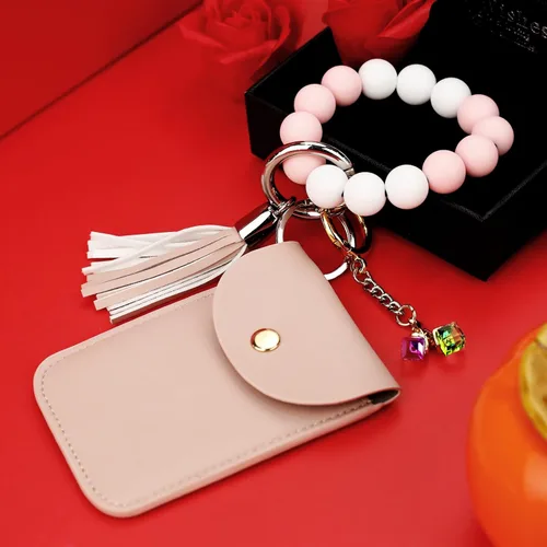 Vista 5 de MIEYN Llavero de pulsera, cadena colgante de borla, accesorios para bolsa de tarjetas de joyería
