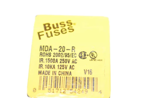 Vista 2 de Cooper Bussmann MDA-20-R fusibles de tubo, cumplen con RoHS