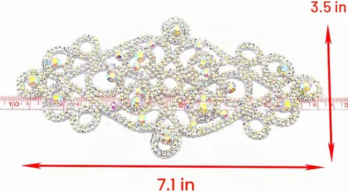 Vista 8 de PEARLY JUN Parches de apliques de cristal con diamantes de imitación, para bricolaje, con cuentas, ropa de costura para cinturón de boda, vestidos
