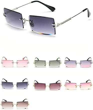 Vista 6 de MINCL - Gafas de sol rectangulares pequeñas para mujer ultraligeras color caramelo sin marco