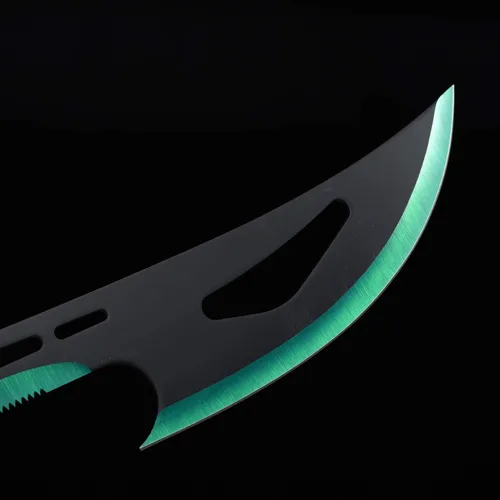 Vista 4 de Espada Ninja de acero inoxidable con vaina, cuchillo táctico de artes marciales para exteriores Verde