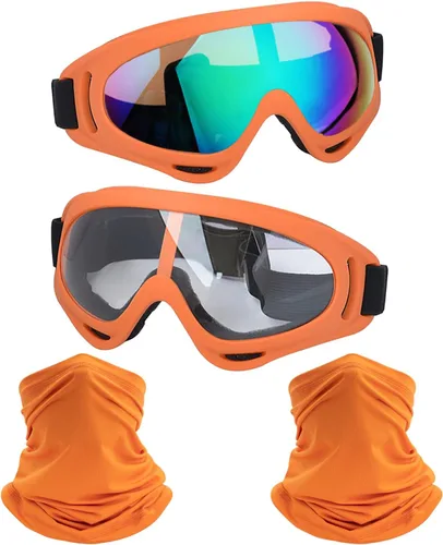 Vista 12 de LJDJ Motorcycle Goggles 2 Pack Dirt Bike with Neck Breathable Bandana Mask