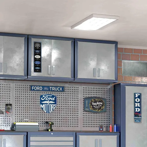 Vista 5 de Ford Logo Evolution - Letrero de metal vertical en relieve – Letrero vintage de Ford para garaje o cueva de hombre
