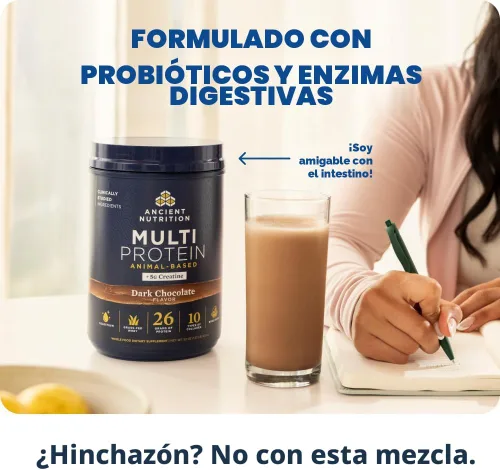Vista 5 de Ancient Nutrition Multi Proteína + Creatina, Caldo de Huesos, Suero, Choc