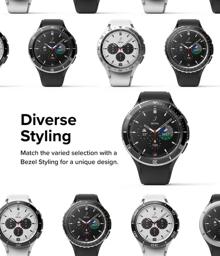 Vista 8 de Ringke Estilo de bisel interior compatible con Samsung Galaxy Watch 4 Classic de 1.654 pulgadas, acero inoxidable antiarañazos anillo interior bisel