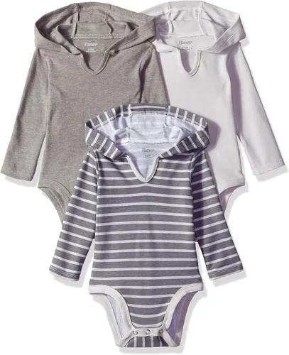 Vista 22 de Hanes Body de manga larga para bebé, sudadera con capucha para niños y niñas, paquete de 3