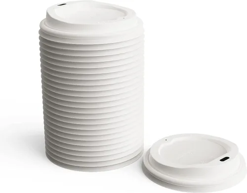 Vista 4 de Perk Tapas calientes de plástico compostable, 50 unidades desechables