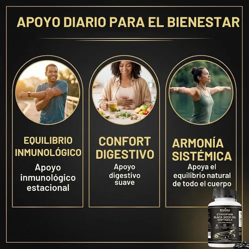 Vista 3 de Cápsulas de aceite de semilla negra etíope 100% pura, 800 mg, 60