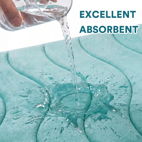 Vista 4 de Flamingo P Alfombra de Baño de Espuma Viscoelástica Tapetes de Baño Alfombra Antideslizante Absorbente de Agua para Ducha, 24x17 pulgadas, Verde Aqua