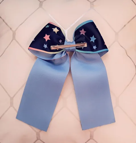 Vista 8 de lazos coleteros para niñas y adolecentes,diseño de estrellas,accesorios para el cabello,tamaño mediano de 6x7.5