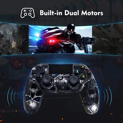 Vista 5 de Wireless Controller for PS4,Black Ghost Style High Performance Double Vibration Controller Compatible with Playstation 4 ProSlimPC with Sensitive