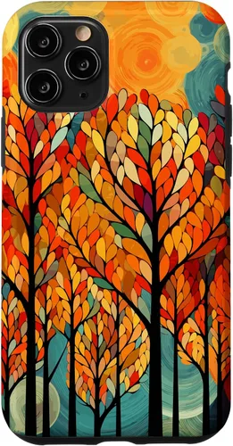 Vista 29 de iPhone 16 Otoño y coloridas hojas y árboles de otoño, funda temática de color de otoño