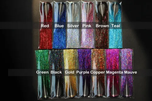 Vista 2 de Tigofly 13pcs holográfico Flashabou oropel cristal flash mosca atado