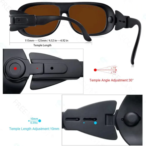 Vista 3 de FreeMascot Profesional OD 4+190nm-540nm/600nm-700nm gafas de seguridad láser para la luz láser violeta/azul/verde y roja