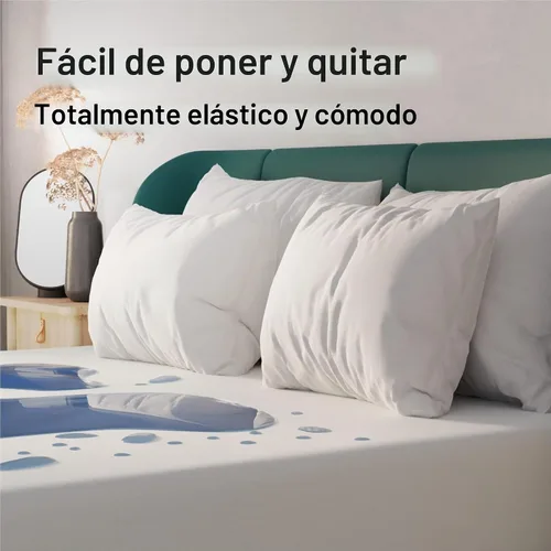 Vista 3 de Protector impermeable de colchón tamaño Individual de 39x75 pulgadas. Transpirable, sin ruido, 8 a 20 pulgadas. Cama de microfibra cepillada ultra