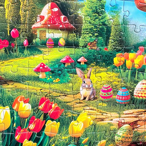 Vista 4 de Rompecabezas de 300 piezas para adultos y niños, rompecabezas de Pascua, casa de hongos