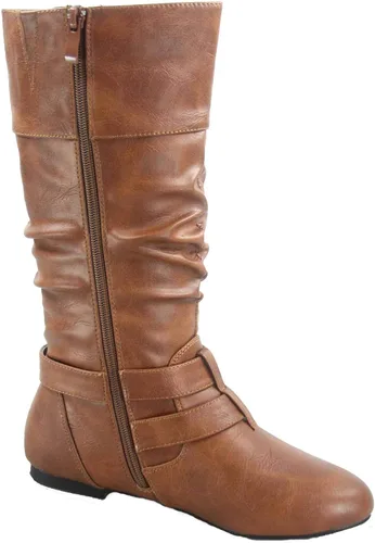 Vista 2 de Forever Sonny-54 - Botas de equitación a media pantorrilla con hebilla y hebilla para mujer