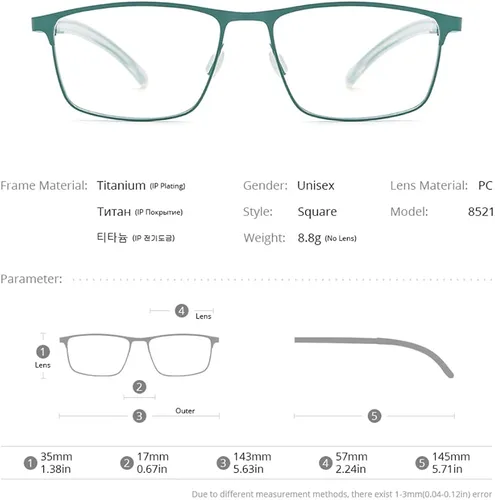 Vista 6 de FONEX Marco de gafas de titanio, marco cuadrado de lentes ópticos de miopía para hombre 8521