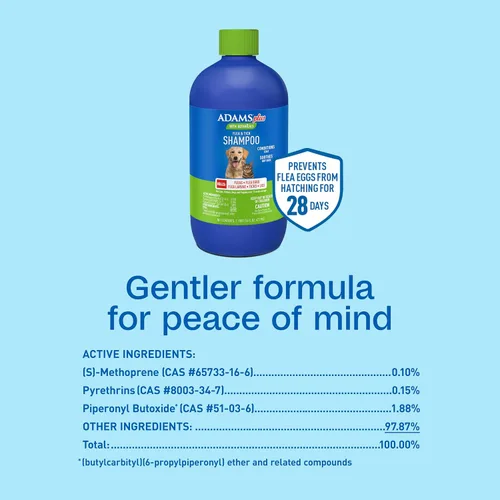 Vista 8 de ADAMS Plus Botanicals Champú para pulgas y garrapatas con Precor para perros, gatos, cachorros y gatitos, champú de pulgas para tratar