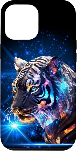 Vista 6 de Funda para iPhone 14 Cosmic Silver Tiger Blue Star Wild Animal Safari