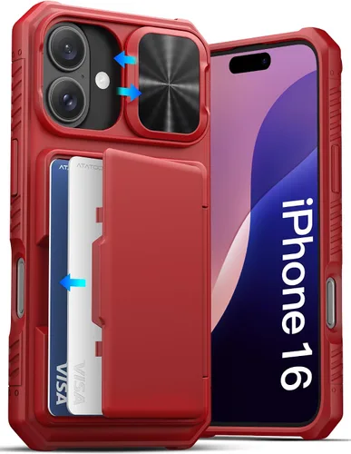 Vista 65 de ATATOO Funda Cartera para iPhone Air, Portador de Tarjetas Integrado (3-5 Tarjetas) [Bloqueo RFID] y Cubierta Deslizante para Cámara, Protección