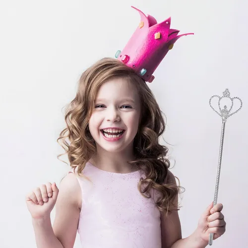 Vista 2 de Paquete de 2 varitas de estrella plateadas, varitas de corona, varitas de hadas de princesa, palos mágicos para niñas, cumpleaños, fiesta, Halloween