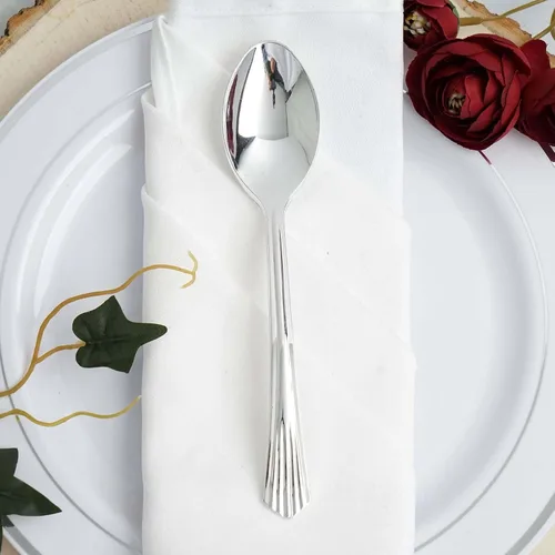 Vista 7 de Efavormart - Paquete de 125 cucharas de plástico resistente Chambury de 7 pulgadas, cubiertos de plástico para bodas, cumpleaños, ocasiones de lujo