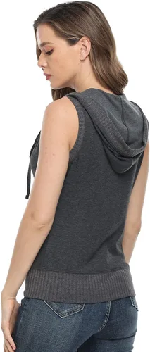Vista 5 de MISS MOLY Sudadera sin mangas con capucha para mujer, básica, con cremallera