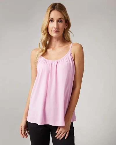 Vista 2 de 32 DEGREES Camiseta de tirantes para mujer, drapeada, con copa integrada