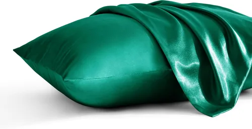Vista 37 de BEDSUM Paquete de 2 fundas de almohada de satén de seda King para cabello y piel, suaves y lujosas, fundas de almohada con cierre de sobre, 20 x 36