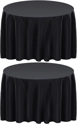 Vista 25 de Surmente Mantel cuadrado para mesas cuadradas o redondas, 100% poliéster, 52 x 52 pulgadas, mantel para bodas, banquetes o restaurantes (negro)