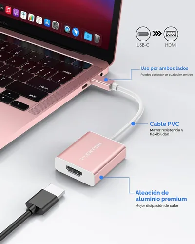 Vista 6 de LENTION Adaptador USB C a HDMI compatible con iPhone 17/18 a HDMI adaptador para TV, Thunderbolt 3/4 a HDMI para MacBook Pro, iMac/Air, iPad