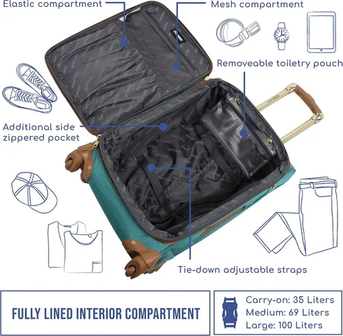 Vista 3 de Steve Madden Colección de equipaje de diseñador Maleta ligera y expandible para hombres y mujeres Bolsa de transporte duradera de 20 pulgadas
