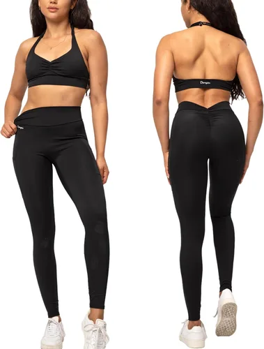 Vista 4 de Danysu Leggings suaves con espalda en V para mujer, mallas suaves de cintura alta para entrenamiento, gimnasio, yoga