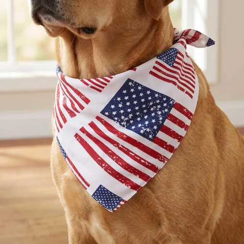 Vista 4 de Bandana para perro del 4 de julio, bufanda para mascotas con bandera