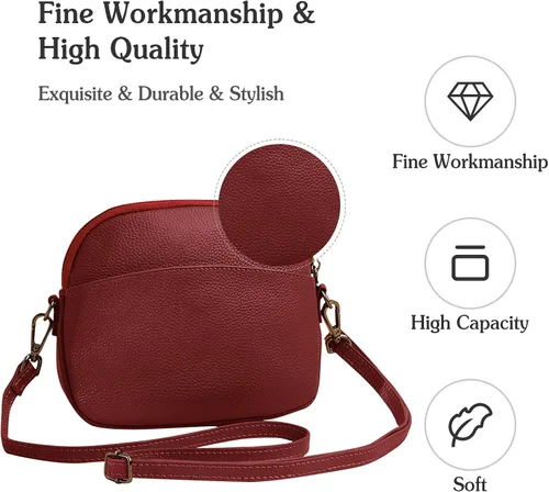 Vista 6 de FANDARE Bolsos de hombro para mujer, bolso ligero de cuero genuino