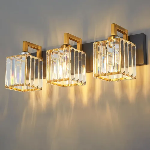 Vista 21 de Moderna lámpara de cristal para pared/tocador de baño, de 5 luces, color cromo Cromo torcido