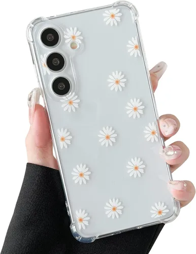 Vista 10 de ZTOFERA Funda transparente para Samsung Galaxy S24 con bonito patrón de flores para mujeres y niñas, funda protectora a prueba de golpes, delgada