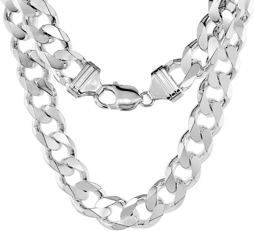 Vista 2 de Pulsera de plata de ley gruesa de 9 a 0.669in, sin níquel, Italia, 17 a 9.8in