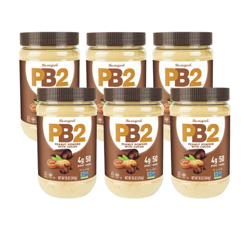 Vista 6 de PB2 Paquete de mantequilla de maní en polvo - Original PB2 and Cocoa PB2 Peanut Butter Powder (dos frascos de 16 onzas)