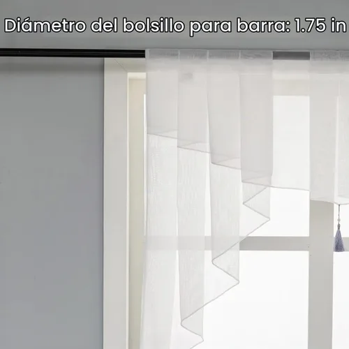 Vista 5 de PearAge Cortinas traslúcidas con cenefa para sala de estar, cenefa para ventanas de granja, cortinas festoneadas a medida con bolsillo para barra