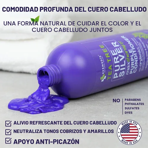 Vista 8 de Acondicionador de árbol de té morado para cabello decolorado, plateado