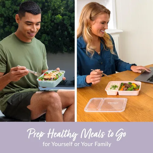 Vista 3 de Bentgo Prep Kit de preparación de comidas de 60 piezas, recipientes de alimentos reutilizables PFAS y sin BPA, 1 compartimento, 2 compartimentos y 3