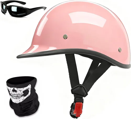 Vista 9 de Medio casco para motocicleta, aprobado por DOT, vintage, cara abierta, unisex, para adultos, para motocicleta, scooter, ciclomotor, Street Cruiser