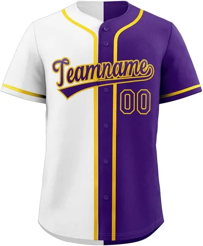 Vista 27 de Camiseta de béisbol dividida personalizada con botones y número de nombre cosido personalizado para hombres/mujeres/niños