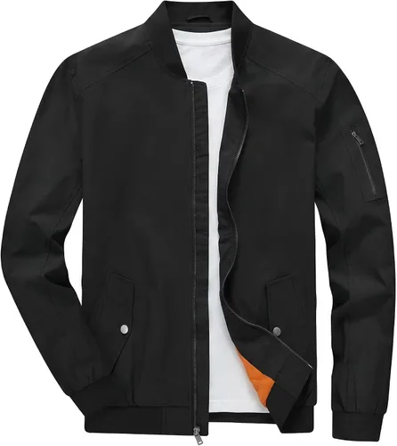 Vista 9 de TBMPOY Men's Bomber Jacket Lightweight Spring Windbreaker Light Casual Stylish Fashion Fall Zip up Coats With Pockets